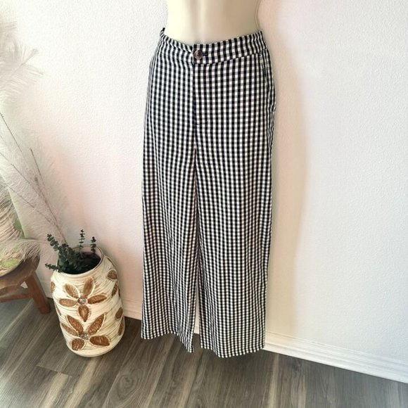 Nordstrom BP Womens Small Black White Gingham Check Straight Leg Pants Cotton - Picture 5 of 10